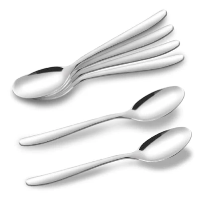 Image of ASAB Set of 6 Teaspoons Stainless Steel Tea Spoons 15cm Coffee Spoon with Round Edge Mirror Polished Dessert Food Grade Dishwasher Safe Cutlery for Home Kitchen or Restaurant