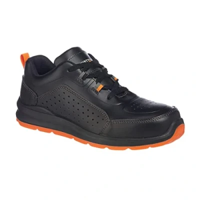 Image of Portwest Compositelite Perforated Safety Trainer S1P Black/Orange UK 3 EU 36