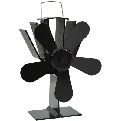 Image of vidaXL Heat Powered Stove Fan 5 Blades Black