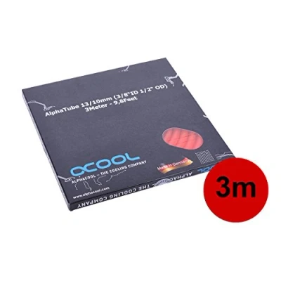 Image of Alphacool 18416 Tubing AlphaTube HF 13/10 (3/8&quot; ID) UV red 3m (9,8ft) Retailbox Water cooling