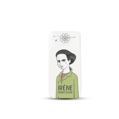 Image of CASIO Scientific calculator case SPX II Screen printed with the illustration of Iréne Jolliot Curie and designed by Olalla Ruiz