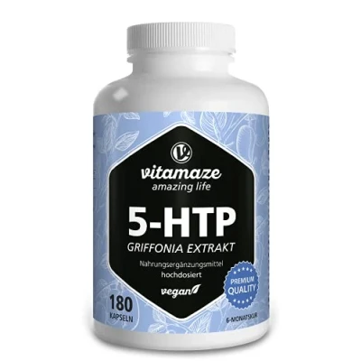 Image of 5HTP 667mg Griffonia Simplicifolia Seed Extract 6 Months Supply 180 Vegan Capsules for Sleep and Relax Support Natural High Strength Supplement Without Additives, German Quality