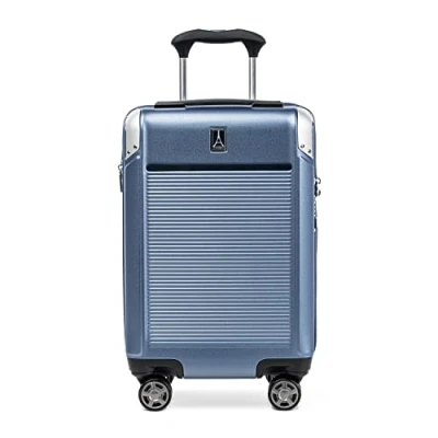 Image of Travelpro Platinum Elite Hardside Expandable Checked Suitcase, 8 Wheel Spinner, TSA Lock, Hard Shell Polycarbonate Dark Sky Blue, Large 77x46x35 cm