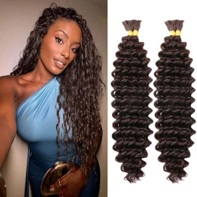 Image of 18 Inch 200g Deep Wave Bulk Hair for Braiding Boho Water No Weft Wet and Wavy Extensions (4#, Inch(50g/Bundle x4))