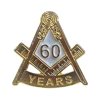Image of Masonic 60 Years Anniversary Freemasons Square and Compasses Lapel Pin LP101