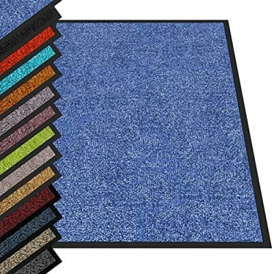 Image of etm Dirt Trapper Door Mat Entrance Rhine (Cornflower Blue, 90 x 300 cm) Indoor &amp; Outdoor Doormat, Washable Front Non Slip Backing Super Absorbent Floor Rug Barrier