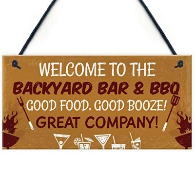 Image of RED OCEAN Backyard Bar Sign Garden BBQ Plaque Alcohol Man Cave Vintage Beer Gin Shed
