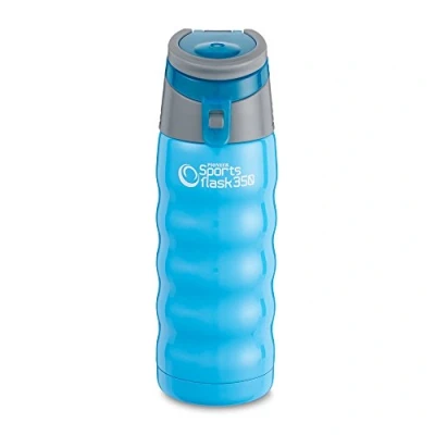 Image of Pioneer Stainless Steel Vacuum Insulated Leakproof Screwtop Sports Flask 8 Hours Hot 24 Cold with Carry Handle Hoop 350ml, 0.35L, Jelly Blue