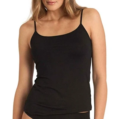 Image of Pack of 2 / 4 Women&#039;s Spaghetti Top with or without Lace Black White Elastic Straps Made from 100% Combed Cotton Medium