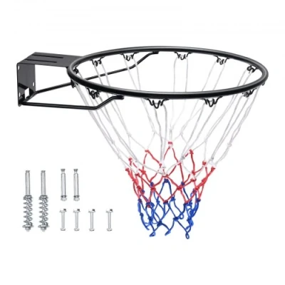 Image of VEVOR Basketball Rim, Wall Door Mounted Hoop, Heavy Duty Q235 Flex Rim Goal Replacement with Net and Double Spring, Standard 18&quot; Indoor Outdoor Hanging Hoop for Kids Adults