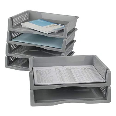 Image of Bblina 6 Tier Plastic Stackable File Tray, Desktop Organiser Storage Tray