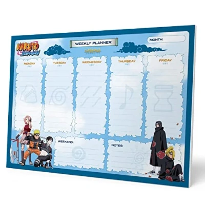 Image of Grupo Erik Naruto Weekly Planner A4 Desk Calendar Family 54 Tear Off Pages Gifts Organiser Pad Manga