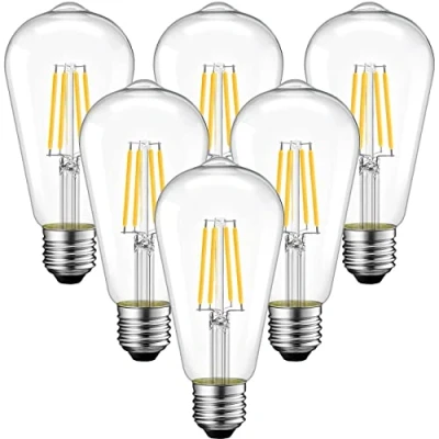 Image of ANWIO Antique 4W ST64 Squirrel Cage Filament Bulb, Pear Retro E27 Led Edison Bulbs,Industrial Decorative Vintage Light, 40W Equivalent,Warm White 2700K,470Lm, Non dimmable, (6 PCS)