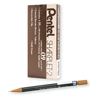 Image of Pentel 0.9mm (A129) Brown Sharplet 2 Automatic Pencil Drafting Mechanical Refillable Lead &amp; Eraser A129 E (Pack Of 12)