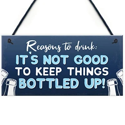 Image of RED OCEAN Funny Alcohol Gift To Hang In Home Bar Pub Garden Sign Gin Beer Vodka