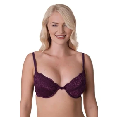 Image of Camille Womens Aubergine Floral Lace Padded Underwired Bra 38B Purple