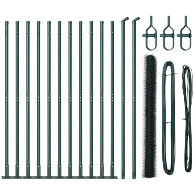 Image of vidaXL Fencing Set of 2 Green Powder Coated Steel 25 x 1.5 m