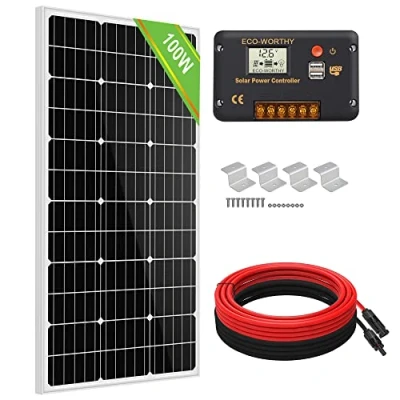 Image of ECO WORTHY 100 Watt 12V Solar Panels Kit + 20A Charge Controller for Off Grid 12 Volt Battery System