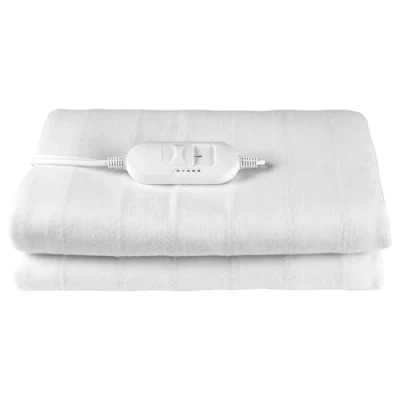 Image of Kleeneze KL3754 Heated Underblanket For Double Beds, Machine Washable Under Bed Cover, 3 Heat Settings, Soft Fabric Electric Blanket, Detachable Controller, Tie Down Design, 35W, 135 x 120cm
