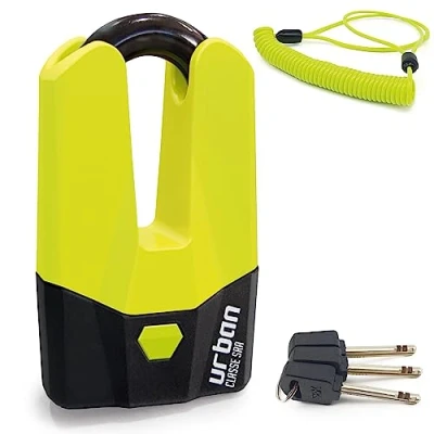 Image of URBAN U9DY Motorcycle Disc Lock Mini U, Maximum Security SRA Approved Fully Tested, +Deterrent, ø15mm/0.59in Shackle Double Locking, High Chain Compatible, Moto Anti Theft Wheel Brake