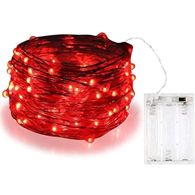 Image of BOLWEO Battery Powered Fairy String Lights, 3M 30LEDs,Red Ambiance Lighting for Christmas，New Year&#039;s Eve，Valentines Day Decoration