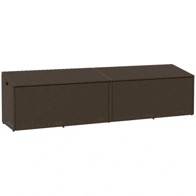 Image of vidaXL Garden Storage Box Brown 220x50x58 cm Poly Rattan