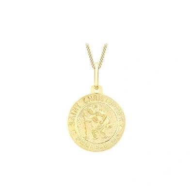 Image of Carissima Gold Women&#039;s 9ct Yellow Medium St Christopher Pendant on Curb Chain Necklace of 41cm