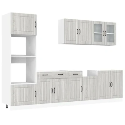 Image of vidaXL 7 Piece Kitchen Cabinet Set Kalmar Grey Sonoma, Engineered Wood, Modern Design for