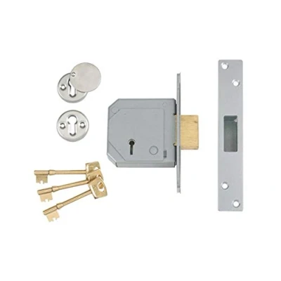 Image of Union Locks 3G114E 5 Lever Mortice Deadlock C Series 67mm Case Satin Chrome
