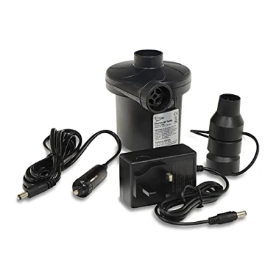 Image of Streetwize SWAP Electric Air Pump 3 Nozzles, 12V DC, 240V AC Adapter Compact, Multipurpose Compressor Inflator for Camping, Caravan, Beach Inflatables