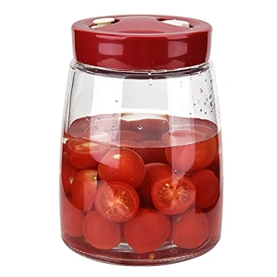 Image of wandeli 1.4L Air Release Valve Wide Mouth Mason Jar Glass Fermentation Pickling Kimchi Sauerkraut Sourdough Starter with Airlock