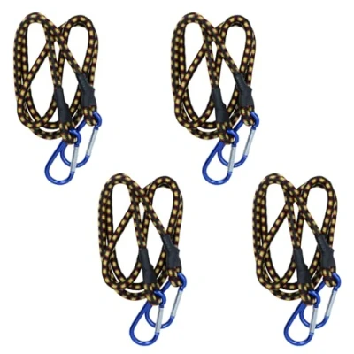 Image of Garden Mile® 4 x 48 Inch Heavy Duty Bungee Cord with Strong Quick Release Carabiner Hook Elastic Rope Strap Black and Yellow Aluminium Maximum Strength (4, 48&quot;)