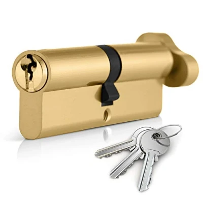 Image of XFORT® Brass 35T/35 Thumb Turn Euro Cylinder Lock (70mm), Door Barrel with 3 Keys, Anti Bump, Drill, Pick Key, High Security for Wooden, UPVC and Composite Doors.
