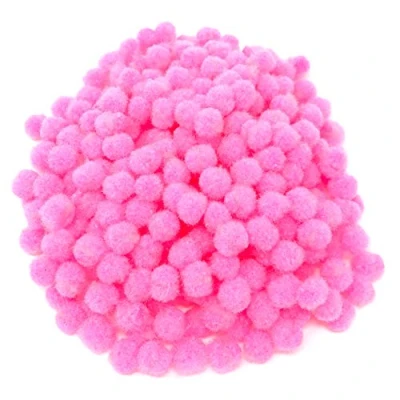Image of Wedding Touches Pink 10mm Mini Pom Poms Small Fluffy Craft Embelishments (100)