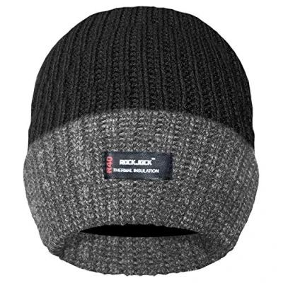 Image of ROCKJOCK R40 Thermal Insulating Quality Ribbed Winter Beanie HAT for Men