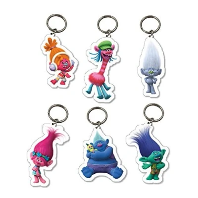 Image of 6 x Official Licensed TROLLS Keyrings Poppy Branch Biggie DJ Suki Guy Diamond &amp; Cooper