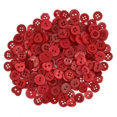 Image of celloexpress Tiny Red Mixed Sizes of Various Buttons for Sewing and Crafting Pack 50g