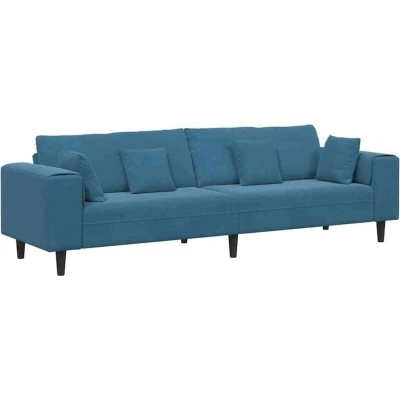 Image of vidaXL Velvet Sofa with Cushion Pillow Blue