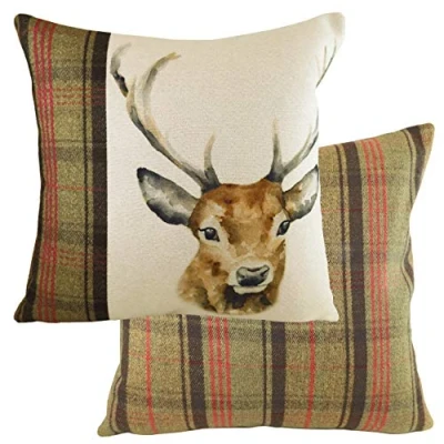 Image of Evans Lichfield Hunter Stag Feather Filled Cushion, Multi, 43 x 43cm