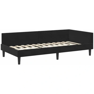 Image of vidaXL Corner Bed Frame Black 90 x 190 cm Velvet and Engineered wood
