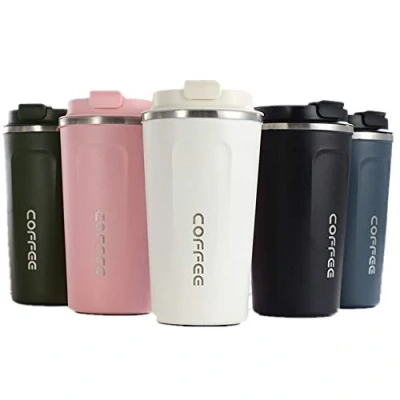 Image of Gteller Stainless Travel Mug, Double Wall Steel Insulated Vacuum Tumbler with Lid (White, 17oz)