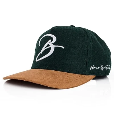 Image of Blackskies® Script Baseball Cap Women and Men Luxury Premium Snapback Hat Peaked Flannel Holiday Summer Unisex Streetwear Outdoor Leisure, Green Brown, One Size