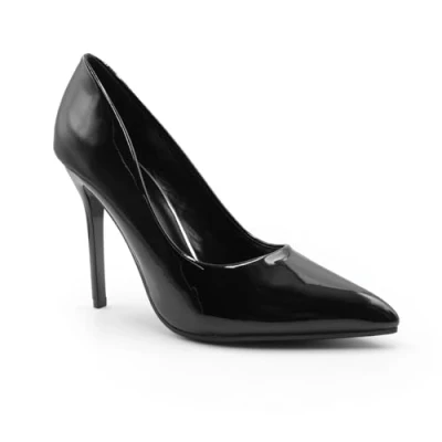 Image of Womens High Heel Pointed Toe Pumps Smart Office Work Courts Shoes Ladies Party Prom Wedding Bridal Occasion Heeled Court Stiletto Heels Size Black Patent
