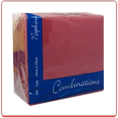 Image of 100 Burgundy Beaujolais 2Ply Paper Napkins Serviettes Tissues 33cm Party Tableware Catering