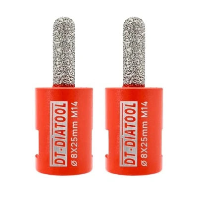 Image of DT DIATOOL Diamond Mortar Raking Bit for Brick Joints Stone Masonry Granite Diameter 8x25mm, M14 Thread Router 2pcs