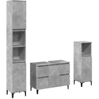 Image of vidaXL 3 Piece Bathroom Furniture Set Concrete Grey Engineered Wood