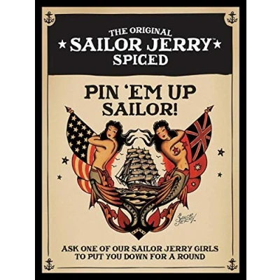 Image of Sailor Jerry Garage Decor Man Cave Metal Sign Retro Vintage Tin Poster Wall Art 8x12 Inches