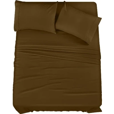 Image of Utopia Bedding Queen Bed Sheets Set 4 Piece Brushed Microfiber Shrinkage and Fade Resistant Easy Care (Queen, Mocha)