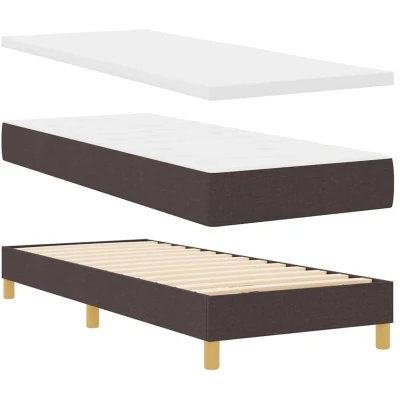 Image of Box Spring Bed Dark Brown and White 80 x 200 cm Fabric Vidaxl