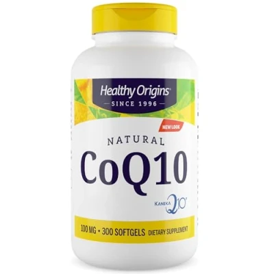 Image of Healthy Origins Natural CoQ10, Ubiquinone, with Kaneka Q10, 100mg, High dose, 300 Softgels, Gluten Free, Soy Non GMO
